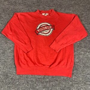 VTG Wisconsin Badgers Sweatshirt Mens Extra Large Red Embroidered Crewneck 90s